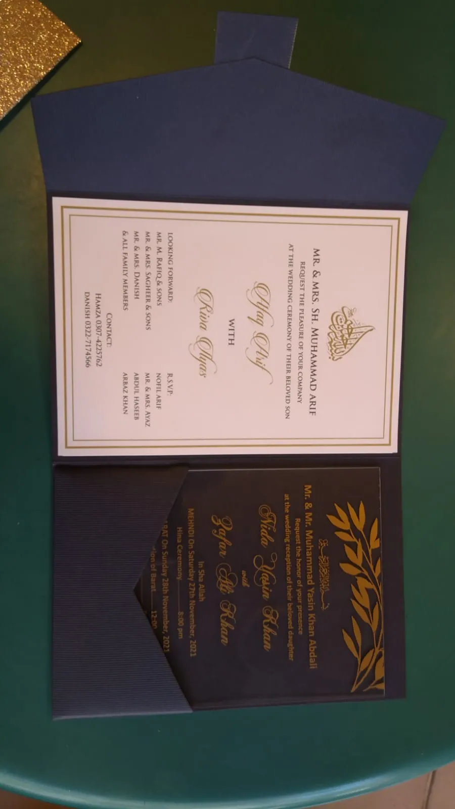 Blue wedding card