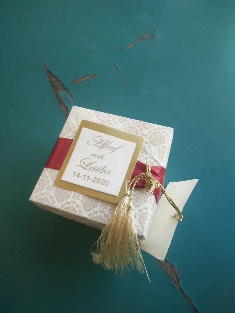 Customized tin Bid Boxes with your names - personalized metallic finish