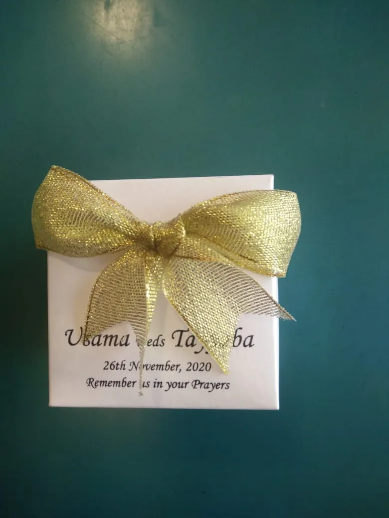 Cheap bid box - budget-friendly with satin ribbon and personalized typography