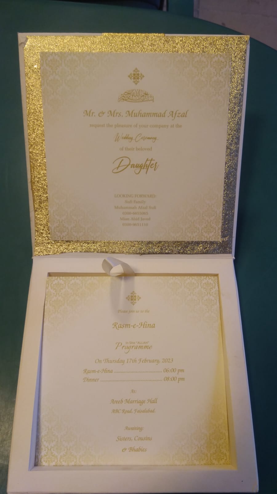 Wedding invite online - elegant flip card with pearl and crystal embellishment
